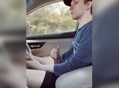 Driving and stroking tell he cums