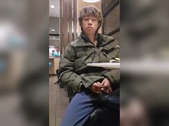 Sabian: Asian boy wanks and cums in the cafe