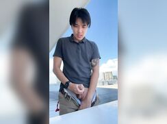 Hot Asian dude jerks off and cum