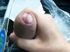 Public cock play and cum