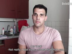 DD 251, Money guy pays off the debt of young guy in pink T if he sucks and is fucked