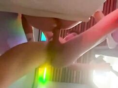 Two teen fuck in rainbow room