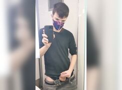 Twink wanking in public - Train toilet