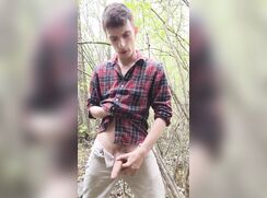 Twink wanking in public - In the forest on a spring day
