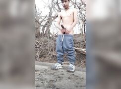 AHV - Big hairless Latino cock outdoors