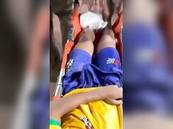 Football player gets boner when on a stretcher