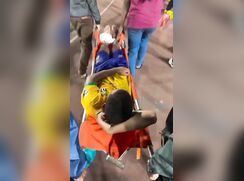 Football player gets boner when on a stretcher