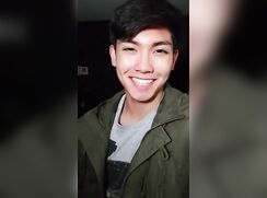 asian american jerks his bushy cock