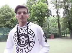 CH 250, Camera guy pays a young guy in white "Electric Varsity" hoodie to suck and be