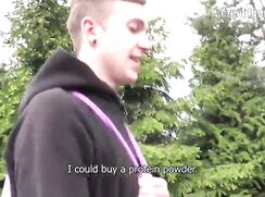 CH 251, Camera guy pays a young guy in black hoodie and a purple pack to suck and be