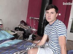 DD 261, Money guy pays off the debt of young guy in blue and white striped T if he su