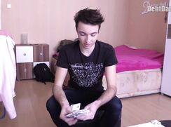 DD 273, Money guy pays off the debt of young guy in black "Guess" T if he sucks and i
