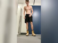 Twink in Mens Room Strips, Jerks, but no Cum 193