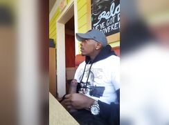 Showing off bigdick in the restaurant