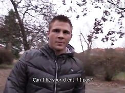 CH 277, Camera guy pays a young guy in dark grey Puffa jacket to suck and be fucked
