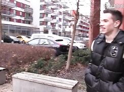 CH 282, Camera guy pays a young guy in black and white "US" jacket to suck and be fuc