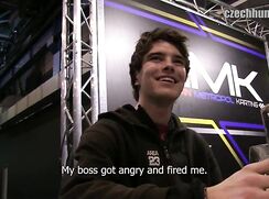 CH 291, Camera guy pays a young guy in black "Area 23" jacket to suck and be fucked