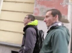CH 294, Camera guy pays 2 young guys, one in green hoodie jacket, the other in black