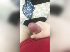 small dick chubby guy quick cumshot on a toilet