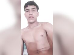 Hot Young Latino Guy Wanking While Showing His Hole