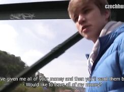 CH 302, Camera guy pays a young guy in blue winter jacket to suck and be fucked