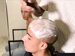 Headshave for 3 latino twinks