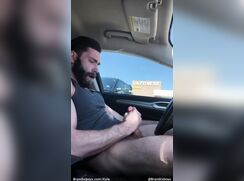 Gym car jerk off and cum