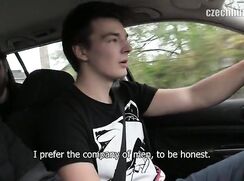 CH 327, Camera guy pays a young guy in black T in a car to suck and be fucked