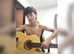 Hot Guitar boy plays with his dick