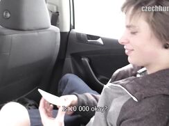 Super lovely eighteen years old Czech blows in a taxi
