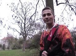CH 329, Camera guy pays a young guy in Flame motif jacket to suck and be fucked
