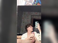 AHV - Curly haired tiktoker shoots a load in his hair
