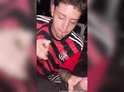 Cute 18 yo sucks a dick while smoking a doobie