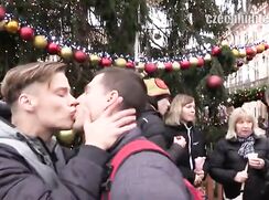 CH 334, Camera guy pays 3 young guys from the Christmas Market to suck and be fucked