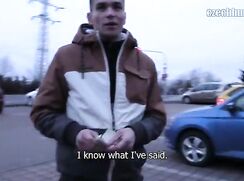 CH 336, Camera guy pays a young guy in brown white and black winter top to suck and b