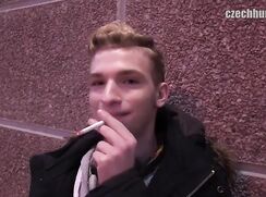 CH 340, Camera guy pays a young guy in black Parka in the mall to suck and be fucked