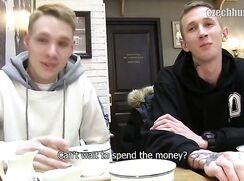 CH 341, Camera guy pays 2 young guys in the coffee shop to suck and be fucked