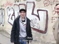 CH 343, Camera guy pays a young guy in light brown jacket calls a friend to suck and
