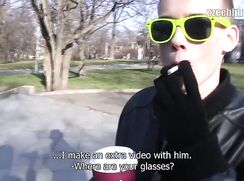 CH 344, Camera guy pays a young guy in black leather jacket and bright yellow sunglas