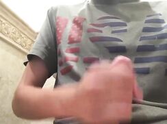 American twink nuts in the bathroom in his dorm