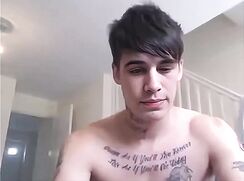 Vintage Tattoo Matt wanks his large cock off on Webcam - AI Enhanced