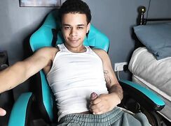hot guy plays with his brown dick