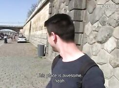 CH 351, Camera guy pays a young guy in black knit top to suck and be fucked