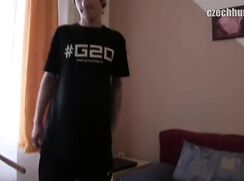 CH 356, Camera guy pays 2 young guys, one in black "G20" t, the other in blue knit to