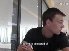 CH 359, Camera guy pays a young guy in dark grey T and an Adidas shoulder bag to suck
