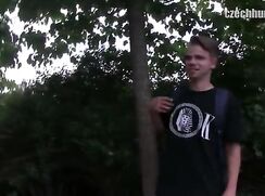 CH 360, Camera guy pays a young guy in black "L K" T to suck and be fucked