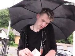CH 365, Camera guy pays a young guy in black T and Black Hoodie to suck and be fucked