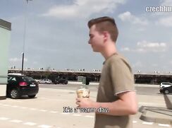 CH 369, Camera guy pays a young guy in khaki green T to suck and be fucked