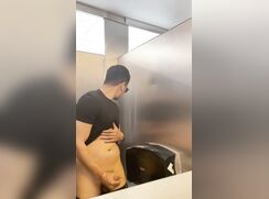 AHV - It's super naughty to play cock in a public toilet