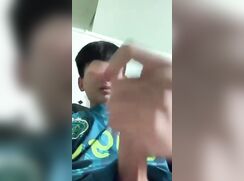 Dorm bathroom masturbation between courses. Nice cum shot, intense orgasm!